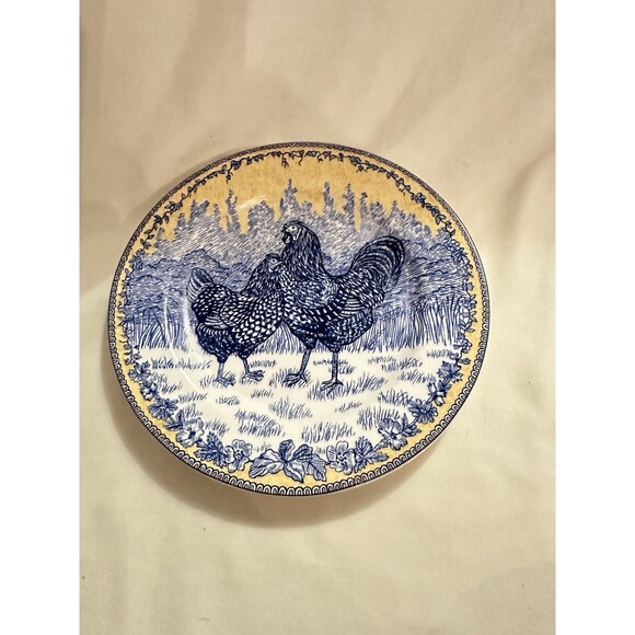 VTG American Atelier ROOSTER TOILE Pattern #5063 8.25in Salad Plates Lot Of 4 - Picture 1 of 7